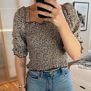 H&M Floral smocked top cropped